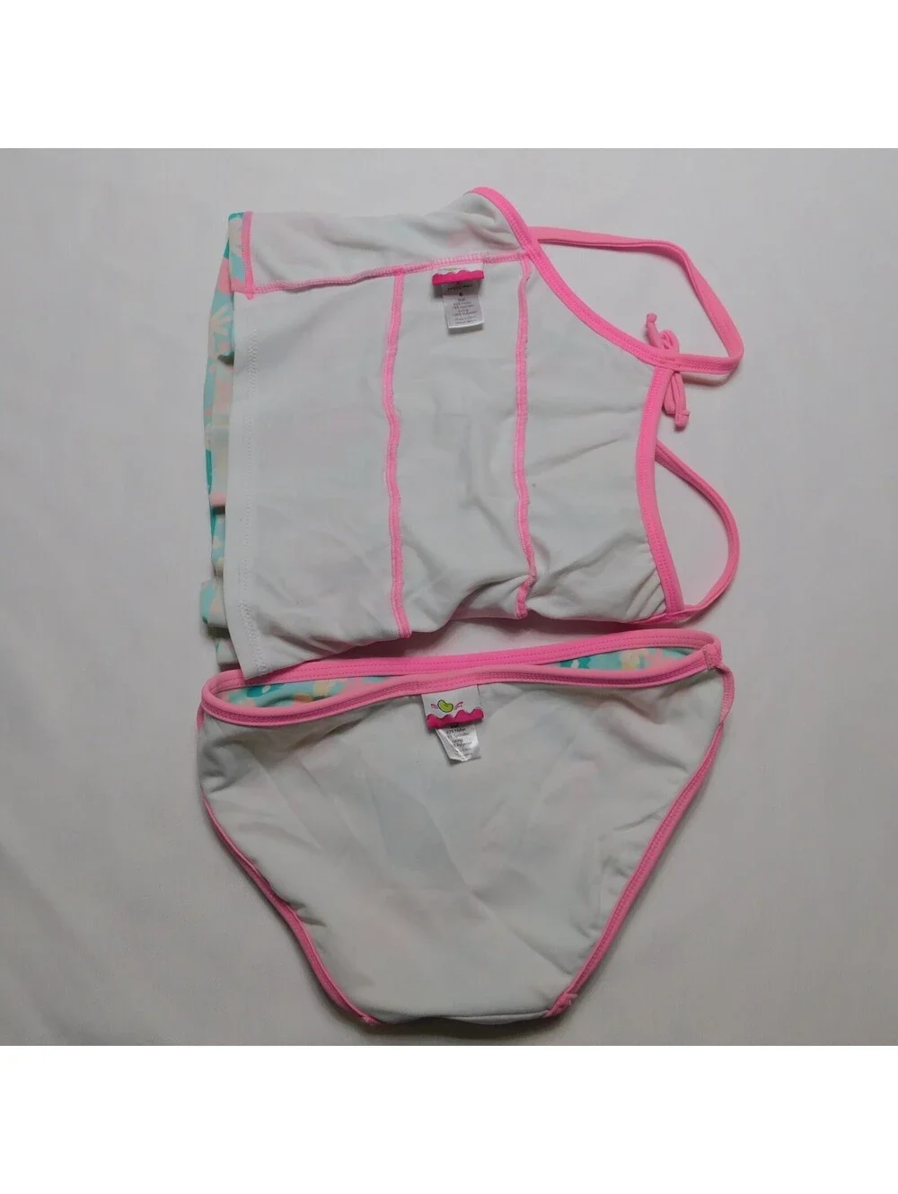 Jumping Beans Girls Bikini Swimsuit Size 6 Pink Blue Floral Ruffle Tankini Set
